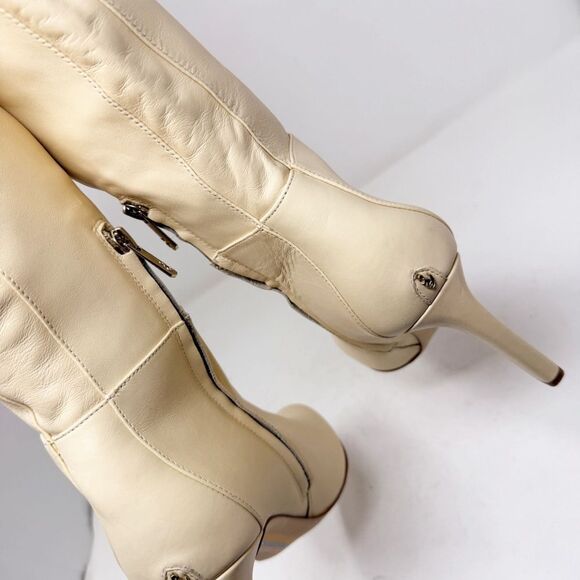 Sam Edelman Shauna Cream Heeled Tall Leather Boots Size 8.5 - Picture 9 of 12